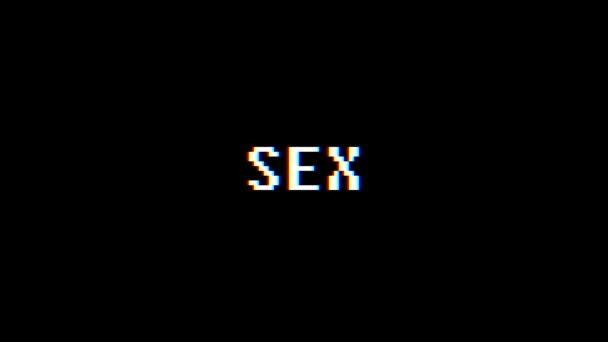 Retro videojáték szex szó szöveg számítógép tv fénylik zavaró zaj képernyő animáció varrat nélküli hurok új minőségű univerzális évjárat-motion dinamikus animációs háttér színes örömteli videóinak m — Stock videók