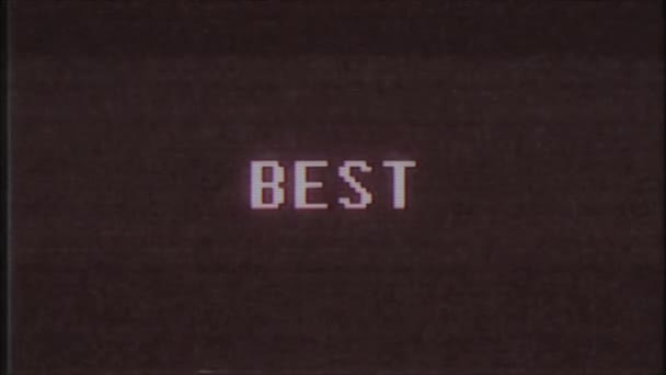 rétro jeu vidéo MEILLEUR texte ordinateur tv glitch interférence bruit écran animation boucle transparente Nouvelle qualité universel vintage mouvement dynamique animé fond coloré joyeux vidéo m 