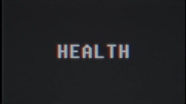 Retro videogame sağlık kelime metin bilgisayar tv arıza parazit gürültü ekran animasyon sorunsuz döngü yeni kalite evrensel vintage hareket dinamik animasyonlu arka plan renkli neşeli video m