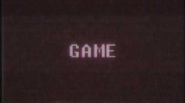 Retro video oyunu oyun kelime metin bilgisayar tv arıza parazit gürültü ekran animasyon sorunsuz döngü yeni kalite evrensel vintage hareket dinamik animasyonlu arka plan renkli neşeli video m