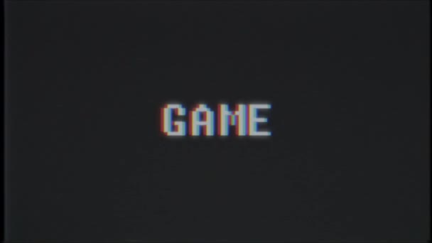 Ретро відеоігри слово GAME текст комп'ютер телевізор глюк перешкоди шумовий екран анімація безшовна петля Нова якість універсальний вінтажний рух динамічний анімований фон барвисте радісне відео м — стокове відео
