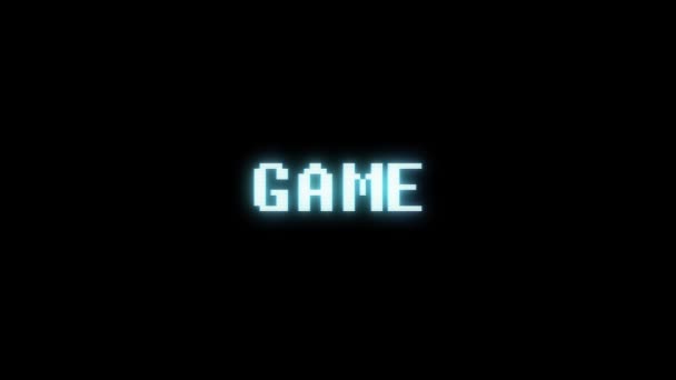 Retro videogame spiel wort text computer tv glitch störung lärm bildschirm animation nahtlose schleife neue qualität universal vintage motion dynamisch animierter hintergrund bunt freudig video m — Stockvideo