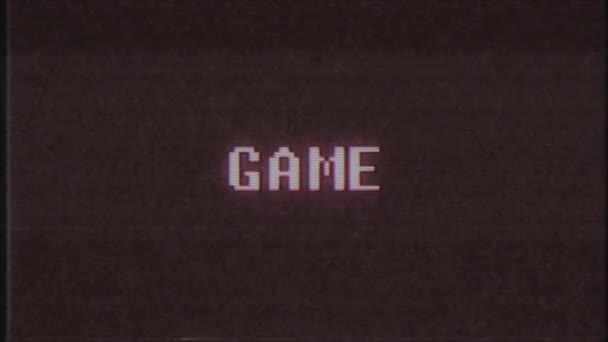 rétro jeu vidéo Jeu mot texte ordinateur tv glitch interférence bruit écran animation boucle transparente Nouvelle qualité universel vintage mouvement dynamique animé fond coloré joyeux vidéo m 