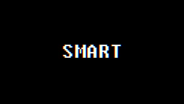 Retro videogame SMART word text computer tv glitch interference noise screen animation seamless loop New quality universal vintage motion dynamic animated background colorful joyful video m — Stock Video