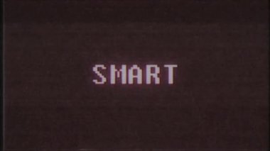 Retro video oyunu akıllı kelime metin bilgisayar tv arıza parazit gürültü ekran animasyon sorunsuz döngü yeni kalite evrensel vintage hareket dinamik animasyonlu arka plan renkli neşeli video m