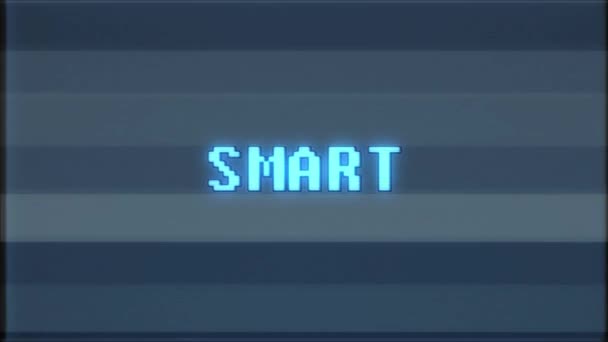 rétro jeu vidéo SMART mot texte ordinateur tv glitch interférence bruit écran animation boucle transparente Nouvelle qualité universelle vintage mouvement dynamique animé fond coloré joyeux vidéo m 