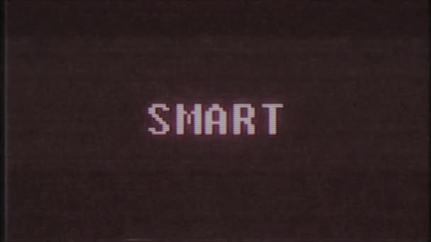 Retro videojáték intelligens word szöveg számítógép tv fénylik zavaró zaj képernyő animáció varrat nélküli hurok új minőségű univerzális évjárat-motion dinamikus animációs háttér színes örömteli videóinak m — Stock videók