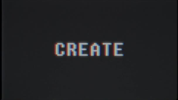 rétro jeu vidéo CRÉER mot texte ordinateur tv glitch interférence bruit écran animation boucle transparente Nouvelle qualité universelle vintage mouvement dynamique animé fond coloré joyeux vidéo m 