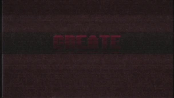 rétro jeu vidéo CRÉER mot texte ordinateur tv glitch interférence bruit écran animation boucle transparente Nouvelle qualité universelle vintage mouvement dynamique animé fond coloré joyeux vidéo m 