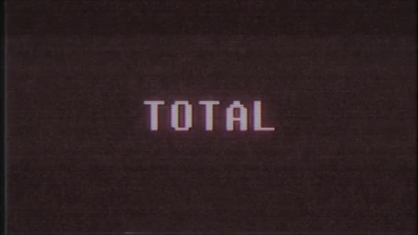 rétro jeu vidéo TOTAL mot ordinateur tv glitch interférence bruit écran animation boucle transparente Nouvelle qualité universel vintage mouvement dynamique animé fond coloré joyeux vidéo m 