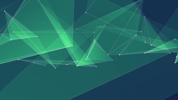 Abstracto GREEN conexiones de red de poligón animación en la nube fondo nueva calidad tecnología dinámica movimiento colorido vídeo — Vídeo de stock