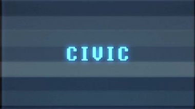 Retro videogame Civic kelime metin bilgisayar tv arıza parazit gürültü ekran animasyon sorunsuz döngü yeni kalite evrensel vintage hareket dinamik animasyonlu arka plan renkli neşeli video m