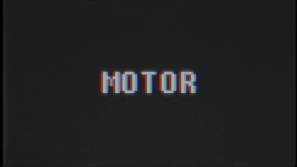 Retro videogame motor word text computer tv glitch störung rauschen bildschirm animation nahtlose schleife neue qualität universal vintage motion dynamisch animierter hintergrund bunt freudig video m — Stockvideo