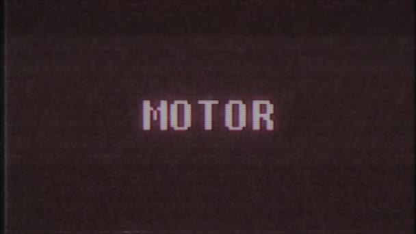 rétro jeu vidéo MOTEUR mot texte ordinateur tv glitch interférence bruit écran animation boucle transparente Nouvelle qualité universelle vintage mouvement dynamique animé fond coloré joyeux vidéo m 