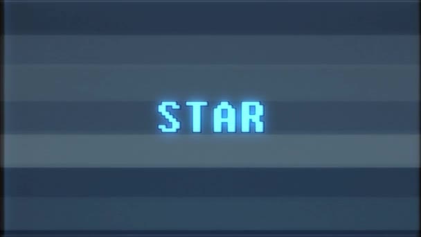 rétro jeu vidéo STAR mot texte ordinateur tv glitch interférence bruit écran animation boucle transparente Nouvelle qualité universel vintage mouvement dynamique animé fond coloré joyeux vidéo m 