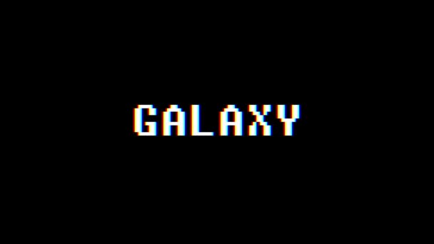 Retro videojuego GALAXY palabra texto ordenador tv glitch interferencia ruido pantalla animación lazo sin costuras nueva calidad universal vintage movimiento dinámico animado fondo colorido alegre vídeo m — Vídeos de Stock