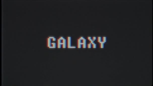 rétro jeu vidéo GALAXY mot texte ordinateur tv glitch interférence bruit écran animation boucle transparente Nouvelle qualité universelle vintage mouvement dynamique animé fond coloré joyeux vidéo m 