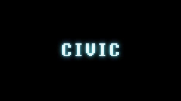 Retro videogame CIVIC word text computer tv glitch interference noise screen animation seamless loop New quality universal vintage motion dynamic animated background colorful joyful video m — Stock Video