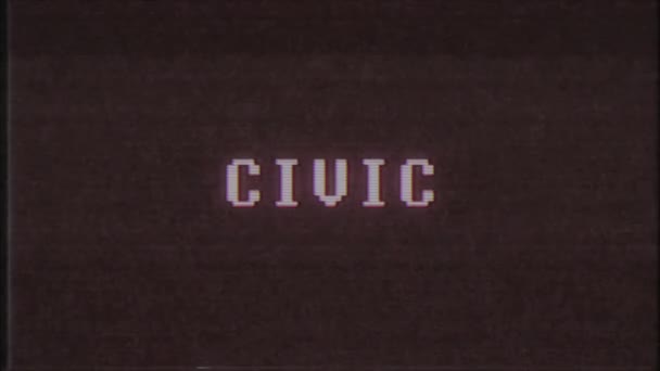 rétro jeu vidéo CIVIC mot texte ordinateur tv glitch interférence bruit écran animation boucle transparente Nouvelle qualité universelle vintage mouvement dynamique animé fond coloré joyeux vidéo m 