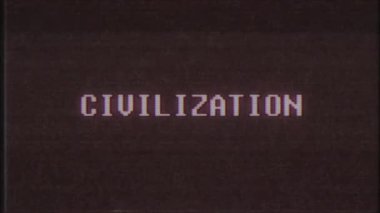 Retro videogame medeniyet kelime metin bilgisayar tv arıza parazit gürültü ekran animasyon sorunsuz döngü yeni kalite evrensel vintage hareket dinamik animasyonlu arka plan renkli neşeli video m