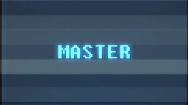 Retro video oyunu Master kelime metin bilgisayar tv arıza parazit gürültü ekran animasyon sorunsuz döngü yeni kalite evrensel vintage hareket dinamik animasyonlu arka plan renkli neşeli video m