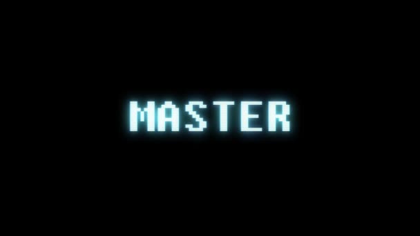 Ρετρό videogame Master λέξη κείμενο υπολογιστή τηλεόραση glitch παρεμβολές θορύβου οθόνη animation αδιάλειπτη βρόχο νέα ποιότητα Οικουμενική κίνηση vintage δυναμική κινούμενο φόντο πολύχρωμο χαρούμενη βίντεο m — Αρχείο Βίντεο