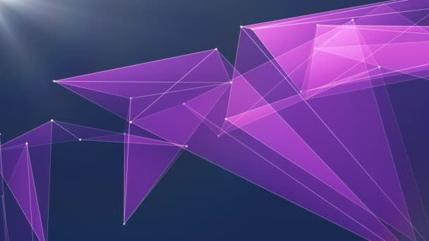 Abstracte paarse poligon netto verbindingen wolk animatie achtergrond nieuwe kwaliteit dynamische technologie beweging kleurrijke videobeelden — Stockvideo