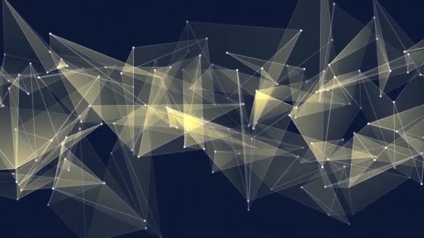 Abstrakta gul poligon netto anslutningar molnet animation bakgrund nya kvalitet dynamisk teknik motion färgglada videofilmer — Stockvideo