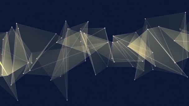 Abstracto AMARILLO conexiones de red de poligón animación en la nube fondo nueva calidad tecnología dinámica movimiento colorido vídeo — Vídeo de stock