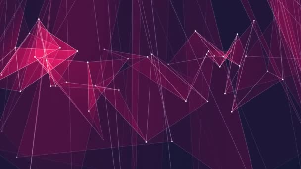 抽象红色 poligon 网络连接云动画背景新质量动态技术运动彩色视频画面 — 图库视频影像