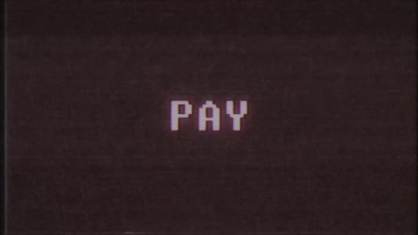 Rétro jeu vidéo PAYER mot texte ordinateur tv glitch interférence bruit écran animation boucle transparente Nouvelle qualité universelle vintage mouvement dynamique animé fond coloré joyeux vidéo m — Video