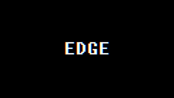 Retro videogame EDGE word text computer tv glitch interference noise screen animation seamless loop New quality universal vintage motion dynamic animated background colorful joyful video m — Stock Video