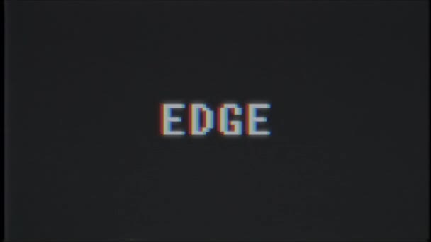 Ретро-видеоигра EDGE слово текстовый компьютер ТВ глюк помехи шумовой экран анимации бесшовный цикл Новое качество универсальное винтажное движение динамический анимированный фон красочные радостные видео м — стоковое видео