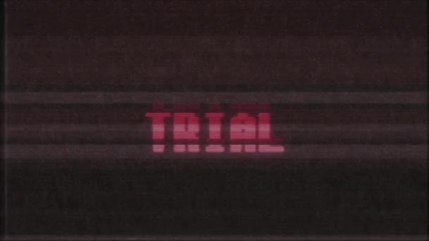 Retro gier wideo Trial słowo tekst komputer tv glitch zakłóceń hałasu ekranu animacja Płynna pętla nowe jakości uniwersalny vintage ruchu animowane tła dynamiczne kolorowe radosny wideo m — Wideo stockowe
