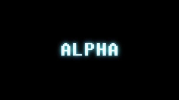 Retro videogame Alpha kelime metin bilgisayar tv arıza parazit gürültü ekran animasyon sorunsuz döngü yeni kalite evrensel vintage hareket dinamik animasyonlu arka plan renkli neşeli video m — Stok video