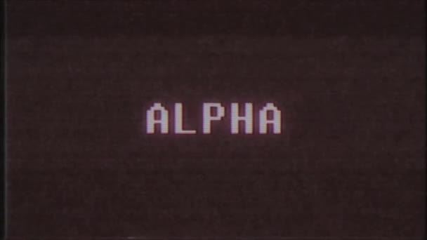 rétro jeu vidéo ALPHA mot texte ordinateur tv glitch interférence bruit écran animation boucle transparente Nouvelle qualité universel vintage mouvement dynamique animé fond coloré joyeux vidéo m 