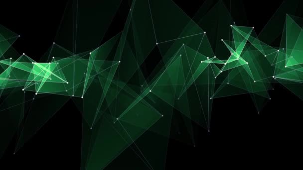 Абстрактні GREEN полігонні мережеві з'єднання хмарне анімаційне тло нової якісної динамічної технології руху барвисті відеозаписи — стокове відео