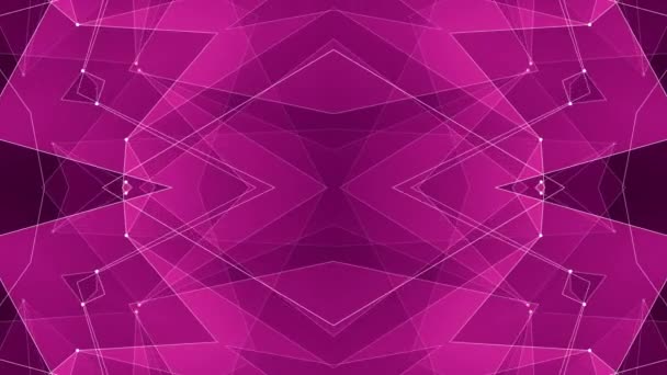 Abstracte symmetrische roze poligon vorm net wolk animatie achtergrond nieuwe kwaliteit dynamische technologie beweging kleurrijke videobeelden — Stockvideo