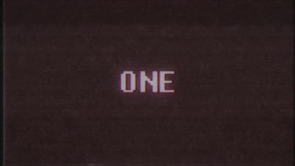 rétro jeu vidéo UN mot texte ordinateur tv glitch interférence bruit écran animation boucle transparente Nouvelle qualité universel vintage mouvement dynamique animé fond coloré joyeux vidéo m 