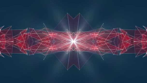 Abstrato simétrico RED poligon forma net brilhante nuvem animação fundo nova qualidade dinâmica tecnologia movimento colorido vídeo footage — Vídeo de Stock
