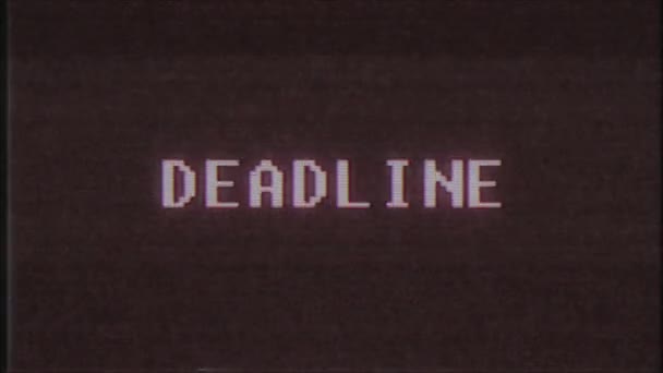 rétro jeu vidéo ÉCHÉANCE mot texte ordinateur tv glitch interférence bruit écran animation boucle transparente Nouvelle qualité universel vintage mouvement dynamique animé fond coloré joyeux vidéo m 