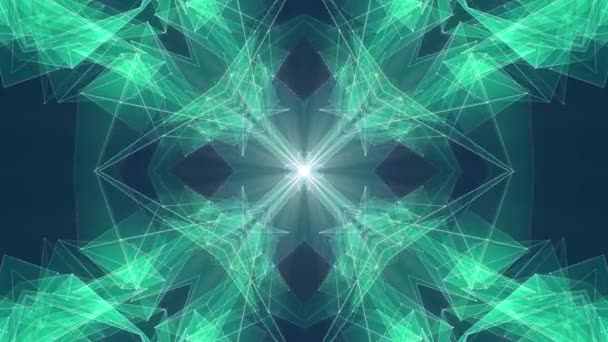Absztrakt szimmetrikus zöld poligon alakzat nettó fényes felhő animációs háttér új minőségi dinamikus technológia mozgás színes videó felvétel — Stock videók