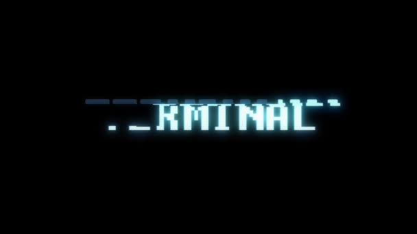 Retro videogame terminal wort text computer tv glitch störung rauschen bildschirm animation nahtlose schleife neue qualität universal vintage motion dynamisch animierter hintergrund bunt freudig video m — Stockvideo