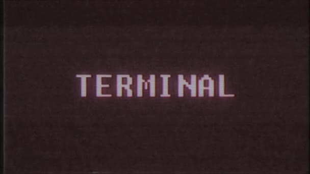 rétro jeu vidéo TERMINAL mot texte ordinateur tv glitch interférence bruit écran animation boucle transparente Nouvelle qualité universel vintage mouvement dynamique animé fond coloré joyeux vidéo m 