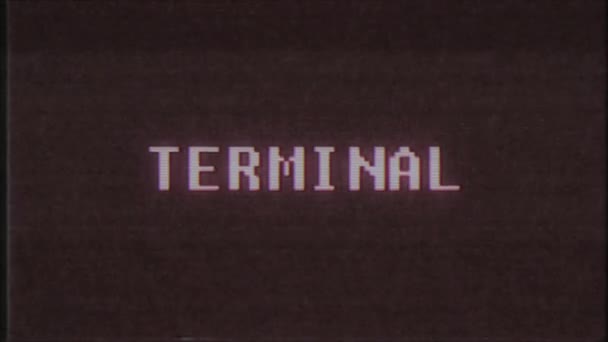 Rétro jeu vidéo TERMINAL mot texte ordinateur tv glitch interférence bruit écran animation boucle transparente Nouvelle qualité universel vintage mouvement dynamique animé fond coloré joyeux vidéo m — Video