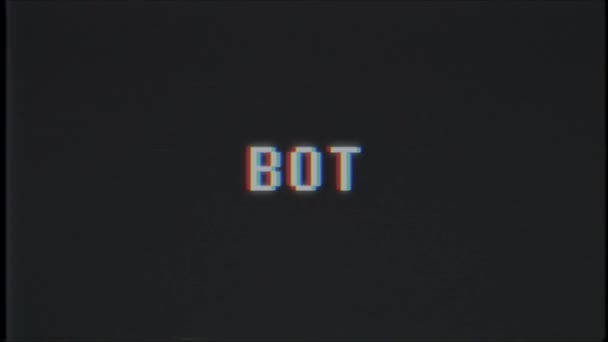 Retro videojáték Bot szó szöveg számítógép tv fénylik zavaró zaj képernyő animáció varrat nélküli hurok új minőségi egyetemes évjárat-motion dinamikus animációs háttér színes örömteli videóinak m — Stock videók