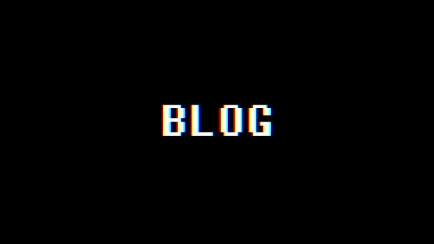 retro videogame BLOG word text computer tv glitch interference noise screen animation seamless loop New quality universal vintage motion dynamic animated background colorful joyful video m