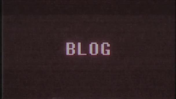 rétro jeu vidéo BLOG mot texte ordinateur tv glitch interférence bruit écran animation boucle transparente Nouvelle qualité universel vintage mouvement dynamique animé fond coloré joyeux vidéo m 