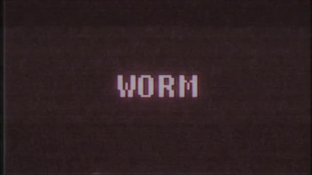 Rétro jeu vidéo Worm mot texte ordinateur tv glitch interférence bruit écran animation boucle transparente Nouvelle qualité universel vintage mouvement dynamique animé fond coloré joyeux vidéo m — Video