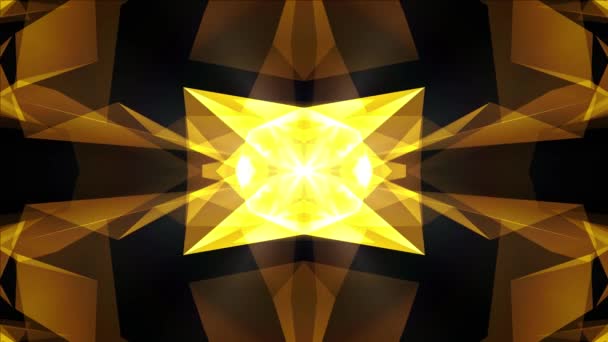 Abstracte symmetrische gele poligon vorm net wolk animatie achtergrond nieuwe kwaliteit dynamische technologie beweging kleurrijke videobeelden — Stockvideo